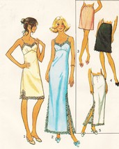 1975 Misses Lingerie Stretch Knit Slip Half Slips Side Slit Sew Pattern ... - $11.99