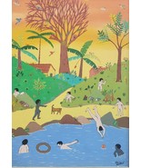 Rare &amp; Signed Alcides Pereira Dos Santos Children by the River Brasil Br... - €6.347,80 EUR