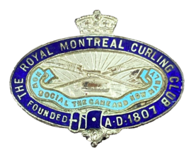 Curlers The Royal Montreal Curling Club sport Medal Pin Rare Manly 1940&#39;s - £7.76 GBP