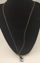 Circular Silver Tone Pendant Cord Necklace - £3.98 GBP