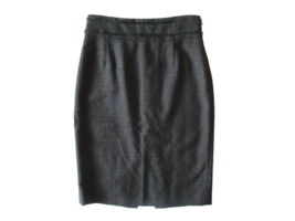 Classiques Entier Black &amp; Brown Tweed Wool Blend Fringed Pencil Skirt 6 - £7.10 GBP