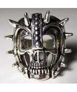 Quality SKULL W SPIKED FACE GUARD RING #37 jewelry unisex MENS womens BIKER - $249.29 MXN