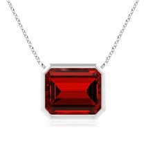 ANGARA Lab-Grown East-West Bezel-Set Ruby Pendant in Silver (12x10mm,6.25 Ct) - £1,074.87 GBP