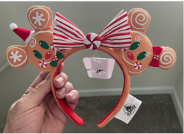 Disney Parks Gingerbread Mickey Minnie Mouse Christmas Ear Headband NEW image 2