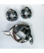 St John Silver tone and enamel Knot Brooch and Stud earrings Set - £55.50 GBP