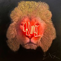 E M Zax &quot;King&quot; Original Mixed Media On Cnavas With Neon Light &amp; Glitter Coa - £2,474.34 GBP