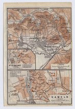 1914 Antique Map Of Hamelin Hameln Bad Pyrmont / Lower Saxony / Germany - £21.97 GBP