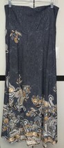NWT LULAROE Large Denim Blue Brown Dipped Knit Maxi Skirt/Strapless Dress - £39.56 GBP