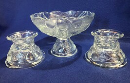 Teleflora compote and candle holders, embossed pears &amp; leaves, vintage s... - $19.79