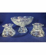 Teleflora compote and candle holders, embossed pears &amp; leaves, vintage s... - $363.02 MXN