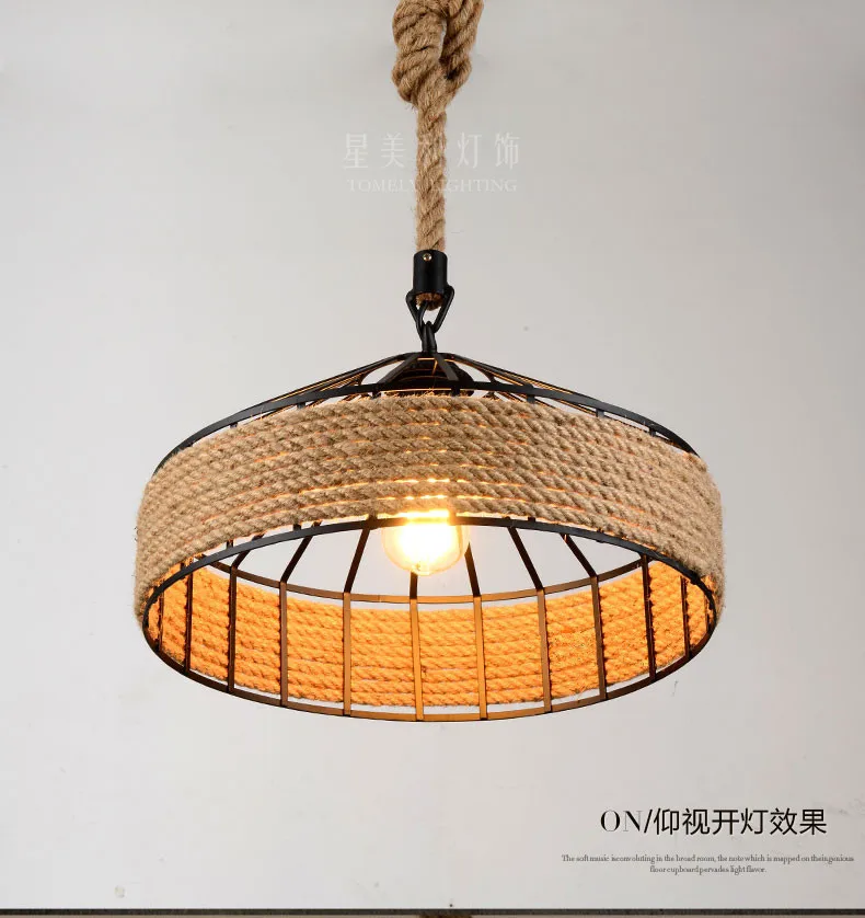    Base Hemp Rope Chandelier Bar Cafe Restaurant Black Creative Industrial Wind  - £201.54 GBP