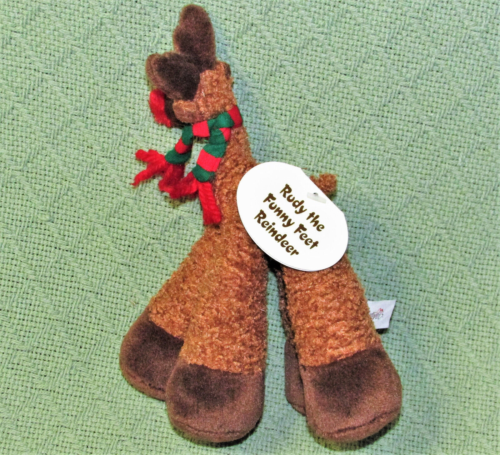 8" FUNNY FEET RUDY REINDEER BESTEVER STUFFED ANIMAL RED NOSE SCARF HANG TAG TOY - £7.57 GBP