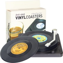 Set Of 6 Conversation Pc. Sayings Drink Coasters, Funny Retro Vinyl Record - £36.01 GBP