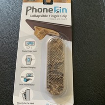 Phone Fin Collapsible Finger Grip - Brown Snake Print - £11.98 GBP