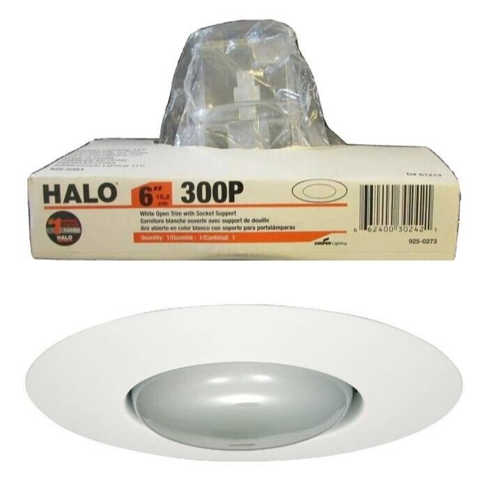 Primary image for Halo 300P 300 Series 6'' in. White Recessed Ceiling Light w/ Open Splay Trim