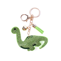 Crystal Brachiosaurus Dinosaur Tassel Keyring Keychain Bag Charm Green - £11.03 GBP