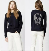 ZADIG &amp; VOLTAIRE Sz L MISS M SKULL Camou Studs Noir Knit Sweater $278 bl... - £69.99 GBP