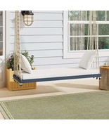 TOPMAX Wooden Patio Swing Chair: Hanging Porch Bench, Cushions, Ropes, Gray - $5,924.96 MXN