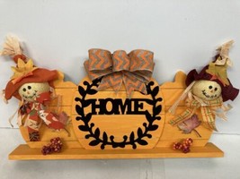 Home Pumpkin Scarecrow Sign stand up wood orange shelf 8x16 handmade New - £14.07 GBP