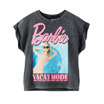 Zara Barbie Mattel Vacay Mode Dark Gray T-Shirt Size XS 34 - £70.76 GBP