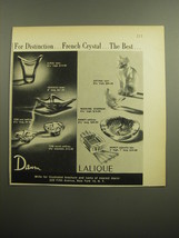 1960 Daum and Lalique Crystal Advertisement - Circe Vase, Verseau Bowl - $14.99