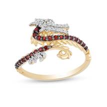 Enchanted Disney Mulan Garnet and 1/15 CT. Diamond Dragon Ring 925 Silver Rings - £79.12 GBP