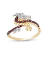Enchanted Disney Mulan Garnet and 1/15 CT. Diamond Dragon Ring 925 Silve... - £77.68 GBP