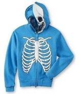 Boys Hoodie Zip Up Face Mask Costume Jacket Blue White Skeleton FSD $45-... - £15.78 GBP