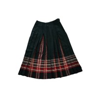 Vintage Pendleton Pleated Midi Skirt 100% Wool Plaid Black Red W25-26&quot; - $33.66
