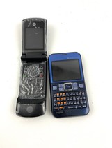 Lot of 2 Cell Phones Motorola KRZR K1m Sanyo Juno SCP2700 Blue PARTS Repair - £25.83 GBP
