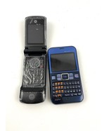 Lot of 2 Cell Phones Motorola KRZR K1m Sanyo Juno SCP2700 Blue PARTS Repair - £25.81 GBP
