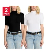 Steve Madden Womens Bodysuit Black Cream 2-Pack Mock Neck Stretch Bottom... - $913.92 MXN
