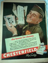 Chesterfield They Satisfy Serviceman WWII Advertising Print Ad Art 1940s - £10.32 GBP