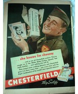 Chesterfield They Satisfy Serviceman WWII Advertising Print Ad Art 1940s - $17.82 CAD
