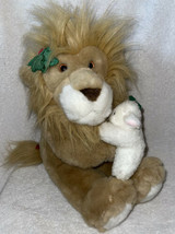 Vintage 16” Lion and Lamb plush stuffed animal Christmas 1994 Commonwealth Toys - £11.98 GBP