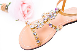 NEW Women`s summer bohemia sandals Lady beach Leather Rhinestone shoes Wanmen Bo - £27.50 GBP