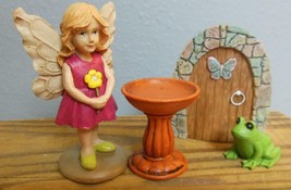 4 Pieces for your Fairy Garden Fairy Bird Bath Frog Door - £11.13 GBP