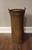 Vintage Metal Military Ammunition Artillery Shell Canister/VASE WOOD HANDLE - $54.45