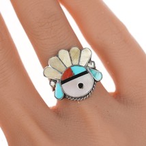 sz5.5 Vintage Zuni Sunface silver channel inlay ring - £50.99 GBP