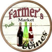 Farmers Market Wines Novelty Metal Mini Circle Magnet - £10.41 GBP