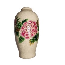 Artmark Pottery Bud Vase Japan Beige Floral Gold Rim 4&quot; Label Chrysanthe... - $9.89