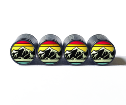 Mountain Range - Style 1 - Tire Valve Caps - Black Aluminum - Set of Four - $15.99