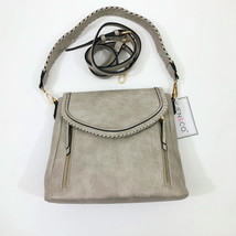Jen &amp; Co Light Gray Vegan Leather Cross Body Shoulder Bag Lorelei 11x10x... - $39.48