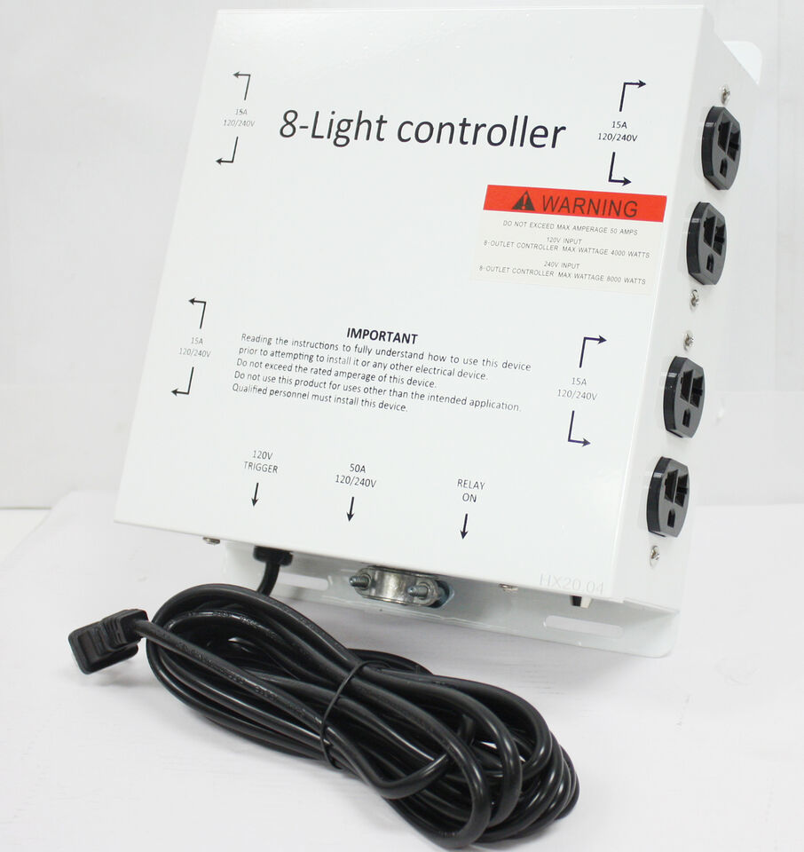 MASTER LIGHT RELAY CONTROLLER MLC 8 Outlet 240V 50A Hydroponic W/ TRIGGE... - $112.19