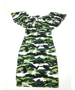 Absolutely Love It Ruffle Bodycon Olive Camo Camouflage Dress Size S - £7.00 GBP