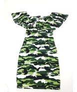 Absolutely Love It Ruffle Bodycon Olive Camo Camouflage Dress Size S - $12.27 CAD