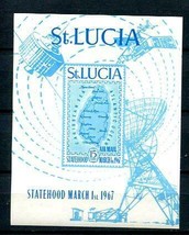 Map of St.  Lucia 1967 Sc C1 Imperf Souvenir Sheet Cv $50 7594 - £9.38 GBP