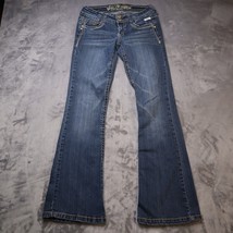 Wallflower Jeans Pants Dark Blue Denim Casual Flare Embellished Junior Womens 7 - £23.34 GBP