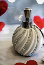 Bella Lux Bathroom White Bling Large Rhinestone Orb Soap Lotion Dispenser Luxury - £34.38 GBP