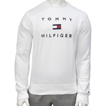 NWT TOMMY HILFIGER MSRP $99.99 MEN&#39;S WHITE EMBROIDERED LONG SLEEVE SWEAT... - $42.49